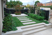 Paved steps and pathways in a garden in Moonee Ponds, Victoria